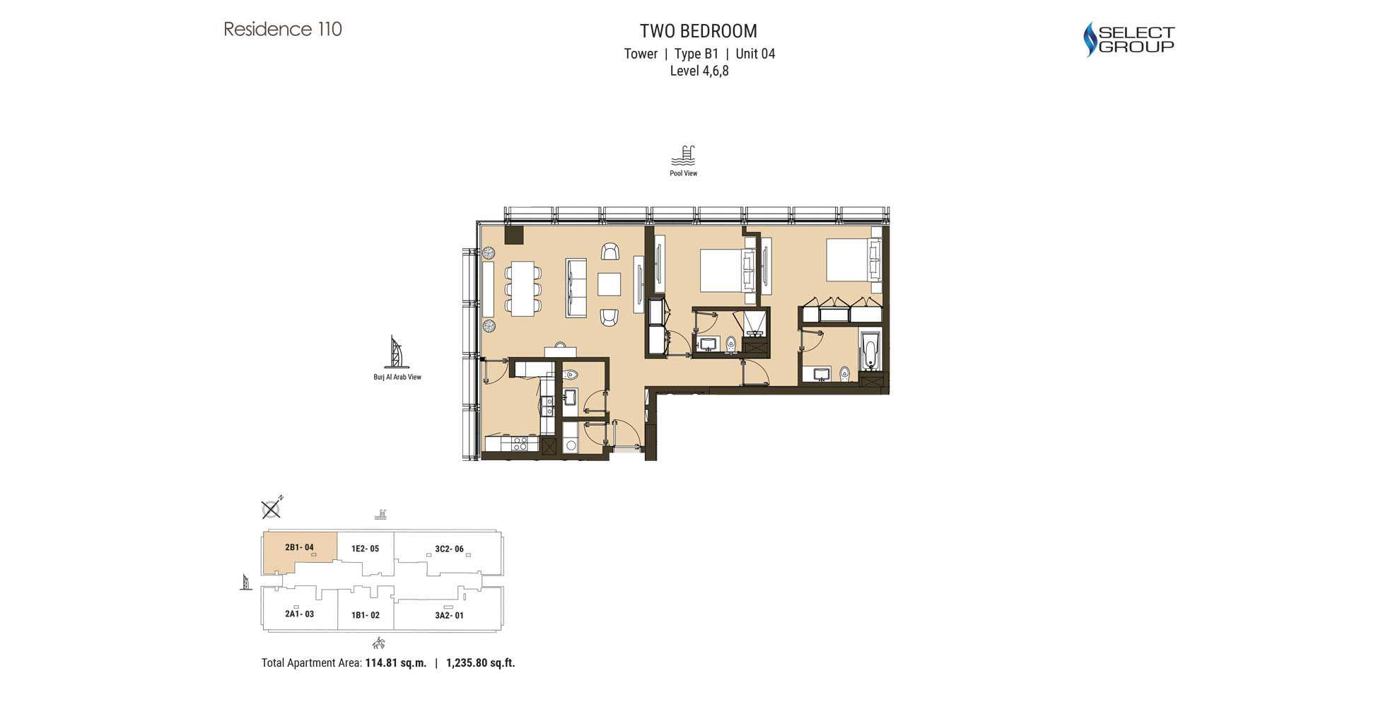Type B1, Unit 04, Level 04, 06, 08